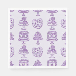 Guardanapo De Papel Arco Roxo Bolo Retro Coração Coquette do Dia dos N