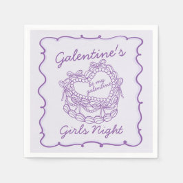 Guardanapo De Papel Arco Roxo Bolo Retro Coração Coquette Galentines