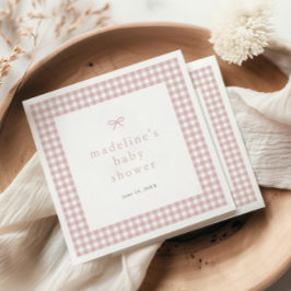 Guardanapo De Papel Arco Simples Gingham Chá de fraldas de Meninas Ros