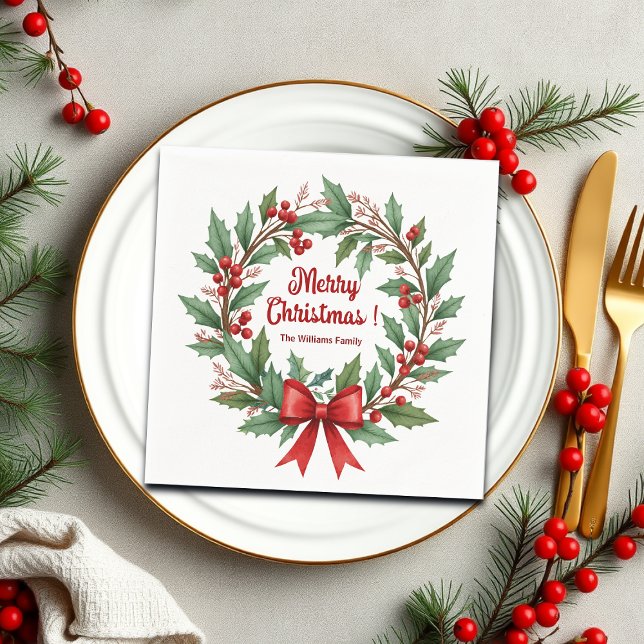 Guardanapo De Papel Arco Vermelho de Wreath em Berries (Criador carregado)