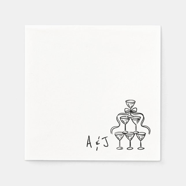 Guardanapo De Papel Arco Whimsical Torre Cocktail Casamento Napkins (Frente)