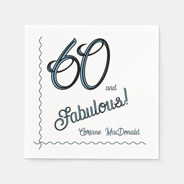 Guardanapo De Papel Arctic Blue Sixty and Fabulous 60th Birthday Party (Frente)