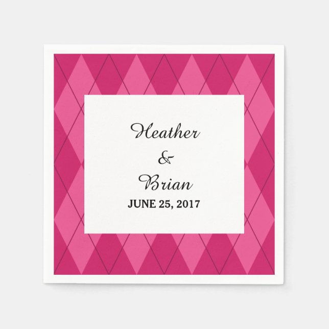 Guardanapo De Papel Argyle Paper Napkins rosa (Frente)