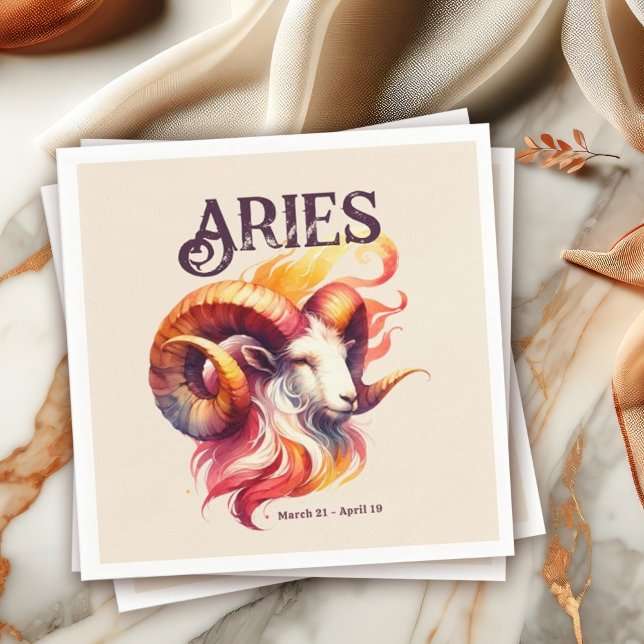 Guardanapo De Papel Aries Zodiac Themed Festa de aniversário (Watercolor Aries Zodiac-Themed Party Suite | Coordinate with Party Supplies Like These Napkins!)