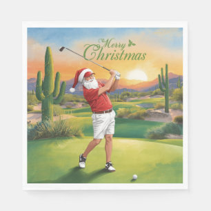 Guardanapo De Papel Arizona Golfe Natal Papai Noel Golfista jogando go