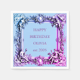 Guardanapo De Papel Armação de Rolagem Vitoriana Personalizada, Azul e