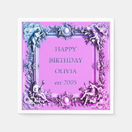 Guardanapo De Papel Armadura Customizada Victoriana Elegante rosa lilá