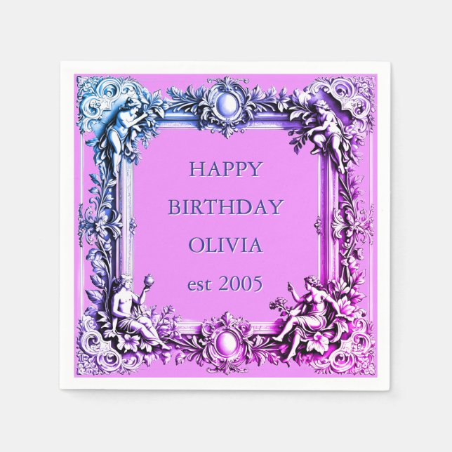 Guardanapo De Papel Armadura de rolo vitoriana personalizada Elegante  (Frente)