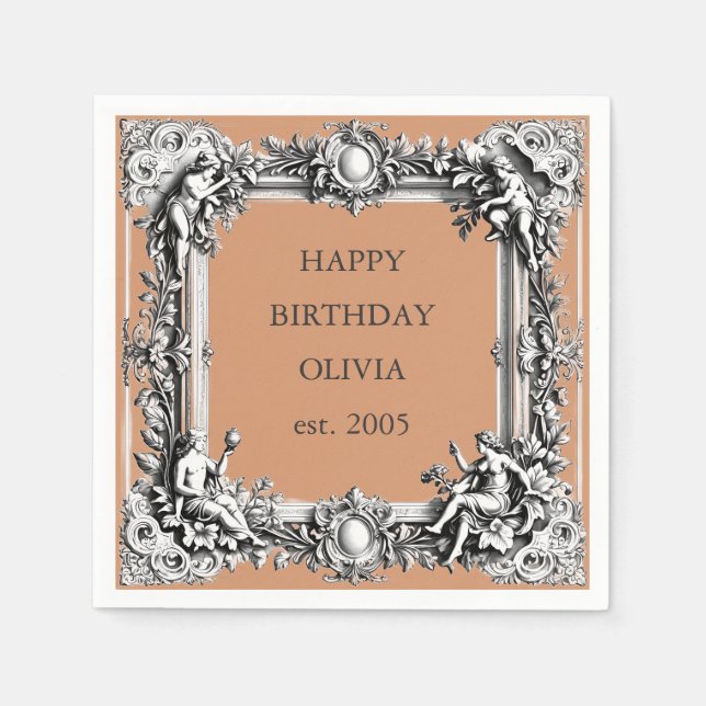 Guardanapo De Papel Armadura personalizada vitoriana com enrolamentos  (Frente)