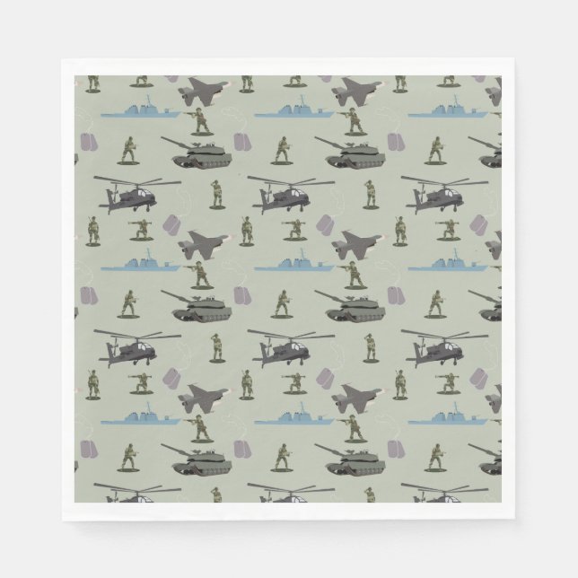 Guardanapo De Papel Army Military Camouflage Green Camo Birthday (Frente)