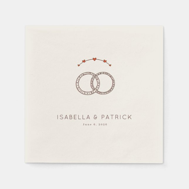 Guardanapo De Papel Aros Minimalistas Românticos Marrons (Frente)
