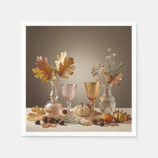 Guardanapo De Papel Arranjo de vaso de vidro elegante de outono ainda 