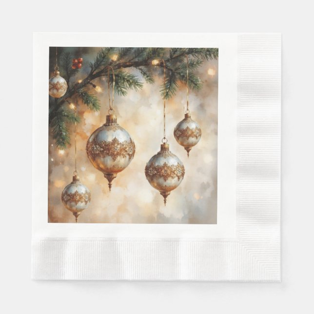 Guardanapo De Papel Arranjo Sofisticado de Enfeites de Natal (Frente)
