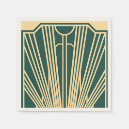 Guardanapo De Papel Art Deco Art Nouveau Striped Gold Tone Green