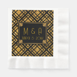Guardanapo De Papel Art Deco Black and Dourado Wedunch Napkins