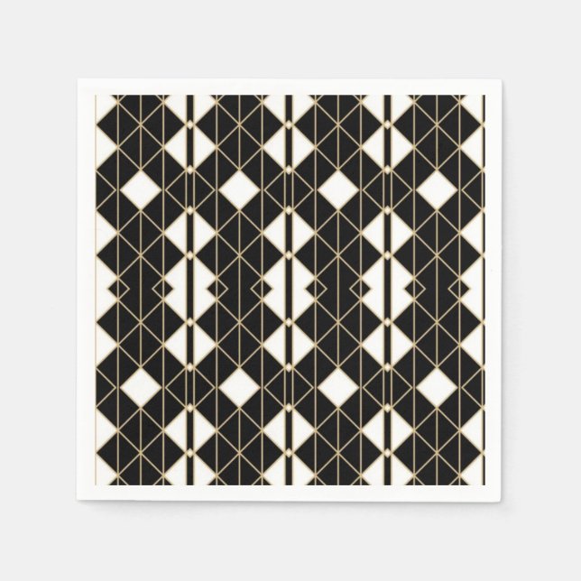 Guardanapo De Papel Art Deco Black and Gold Geometric luxury (Frente)