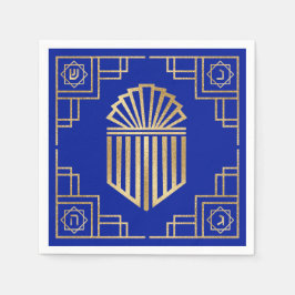 Guardanapo De Papel Art Deco Chanukkah Blue e Dourado Design