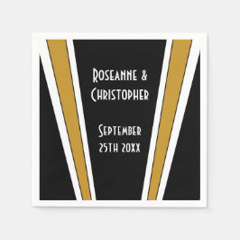 Guardanapo De Papel Art Deco Design Black E Dourado Casamento