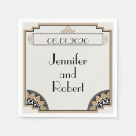 Guardanapo De Papel Art Deco Dourado Posh Wedkin