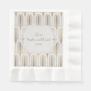 Guardanapo De Papel Art Deco Excelente Gatsby Casamento Dourado Branco