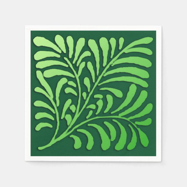 Guardanapo De Papel Art Deco Fern Standard - tons verdes (Frente)
