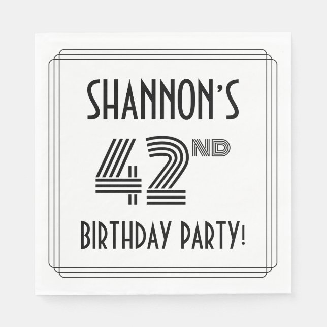 Guardanapo De Papel Art Deco Inspirou 42ª Festa de aniversário, Nome P (Frente)