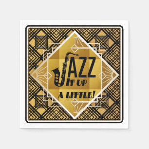 Guardanapo De Papel Art deco jazz saxofone Black Gold