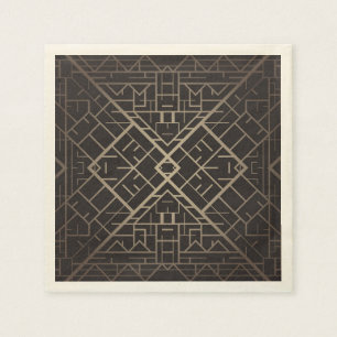 Guardanapo De Papel Art deco, nouveau, prata, preto, elegante, chique,