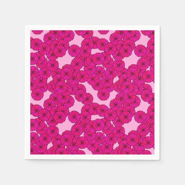 Guardanapo De Papel Art Deco - padrão de flores - magenta a rosa (Frente)
