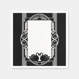 Guardanapo De Papel Art Deco Parisian Black and White Swans