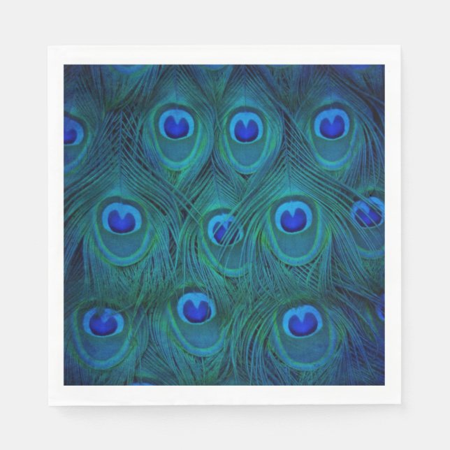 Guardanapo De Papel Art Deco Parisiense Teal Green Peacock Feather (Frente)