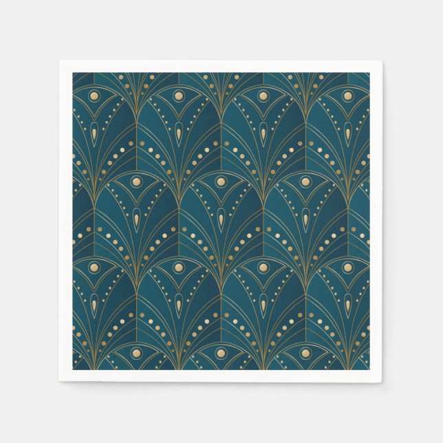 Guardanapo De Papel Art Deco pattern with gold geometric shapes (Frente)