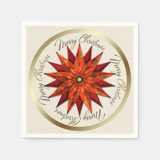 Guardanapo De Papel Art Deco Poinsettia Documento de Natal Napkins (Frente)