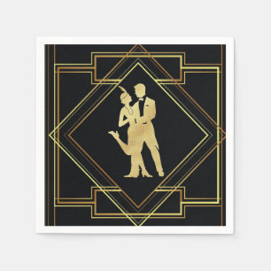 Guardanapo De Papel Art deco que ruje o design do flapper dos anos 20