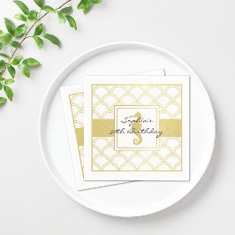 Guardanapo De Papel Art Deco Wave Dourada Glitter Seacavalo Beach Part