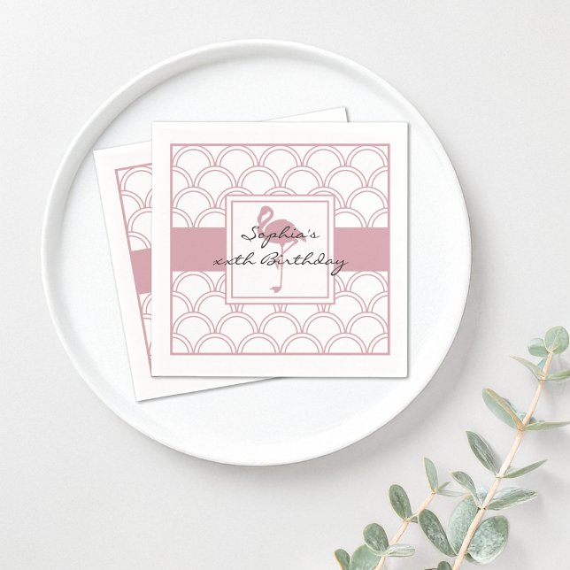 Guardanapo De Papel Art Deco Wave Patten Pink Flamingo Beach Party (Criador carregado)