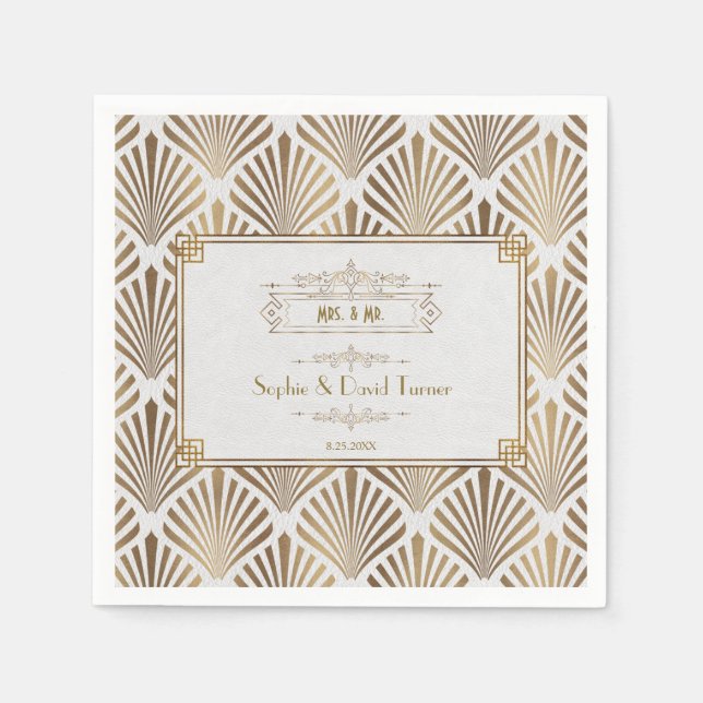 Guardanapo De Papel Art Deco White Gatsby 1920 Wedding (Frente)