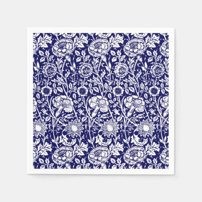 Guardanapo De Papel Art Nouveau Carnação Damask, Marinho e Branco (Frente)