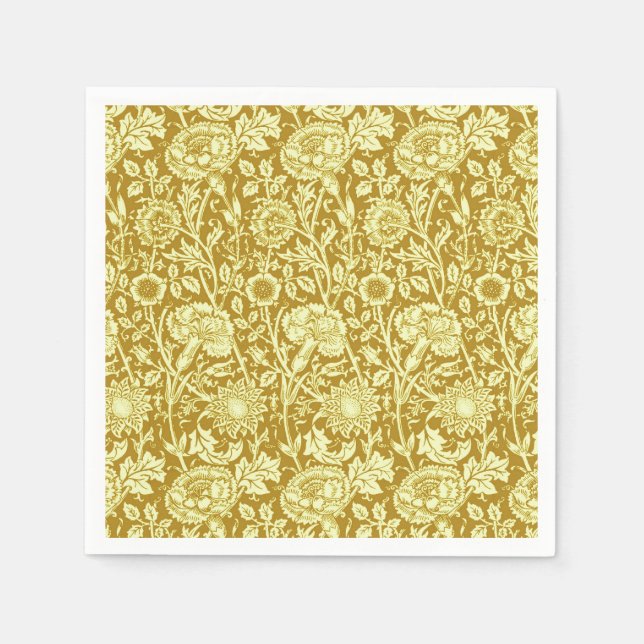 Guardanapo De Papel Art Nouveau Carnação Damask, Mostarda e Amarelo (Frente)
