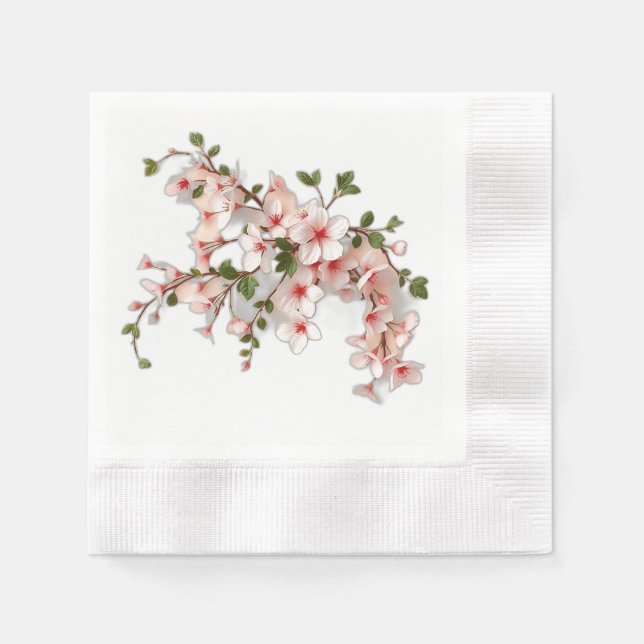 Guardanapo De Papel Art Nouveau Cherry Blossoms com Ivy (Frente)