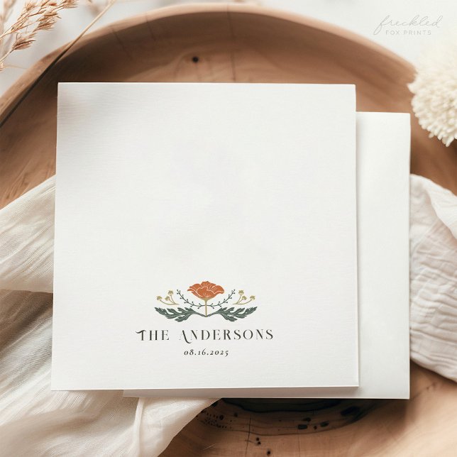 Guardanapo De Papel Art Nouveau Cocktail Floral Napkin (Art Nouveau Floral Wedding Cocktail Napkin)