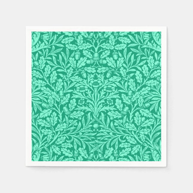 Guardanapo De Papel Art Nouveau Floral Damask, Turquoise e Aqua (Frente)