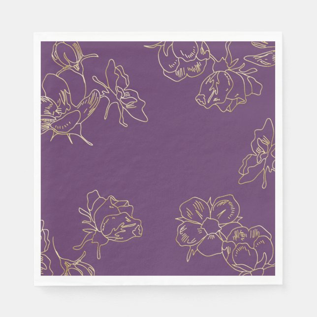 Guardanapo De Papel Art Nouveau Flores Douradas (Frente)