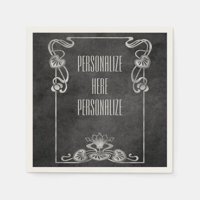 Guardanapo De Papel Art nouveau suede parece elegante cinza de prata l (Frente)