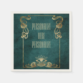 Guardanapo De Papel Art nouveau suede parece um lótus verde-ouro elega