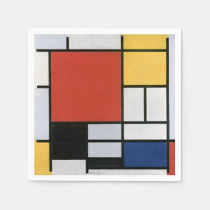 Guardanapo De Papel Arte abstrata em vermelho azul e amarelo de Piet M