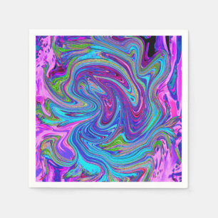Guardanapo De Papel Arte Abstrata Retro Groovy Azul, Rosa e Roxo