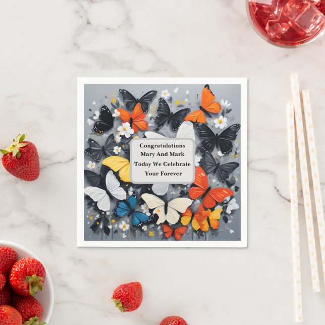 Guardanapo De Papel Arte acrílica colorida borboleta dançante (Insitu)