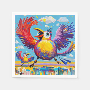 Guardanapo De Papel Arte colorida de pássaros abstrata gorda gigante f