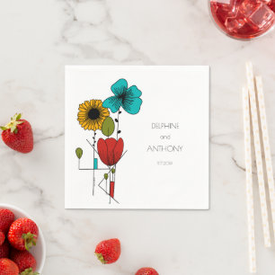Guardanapo De Papel Arte Contemporânea Noveau Casamento Floral